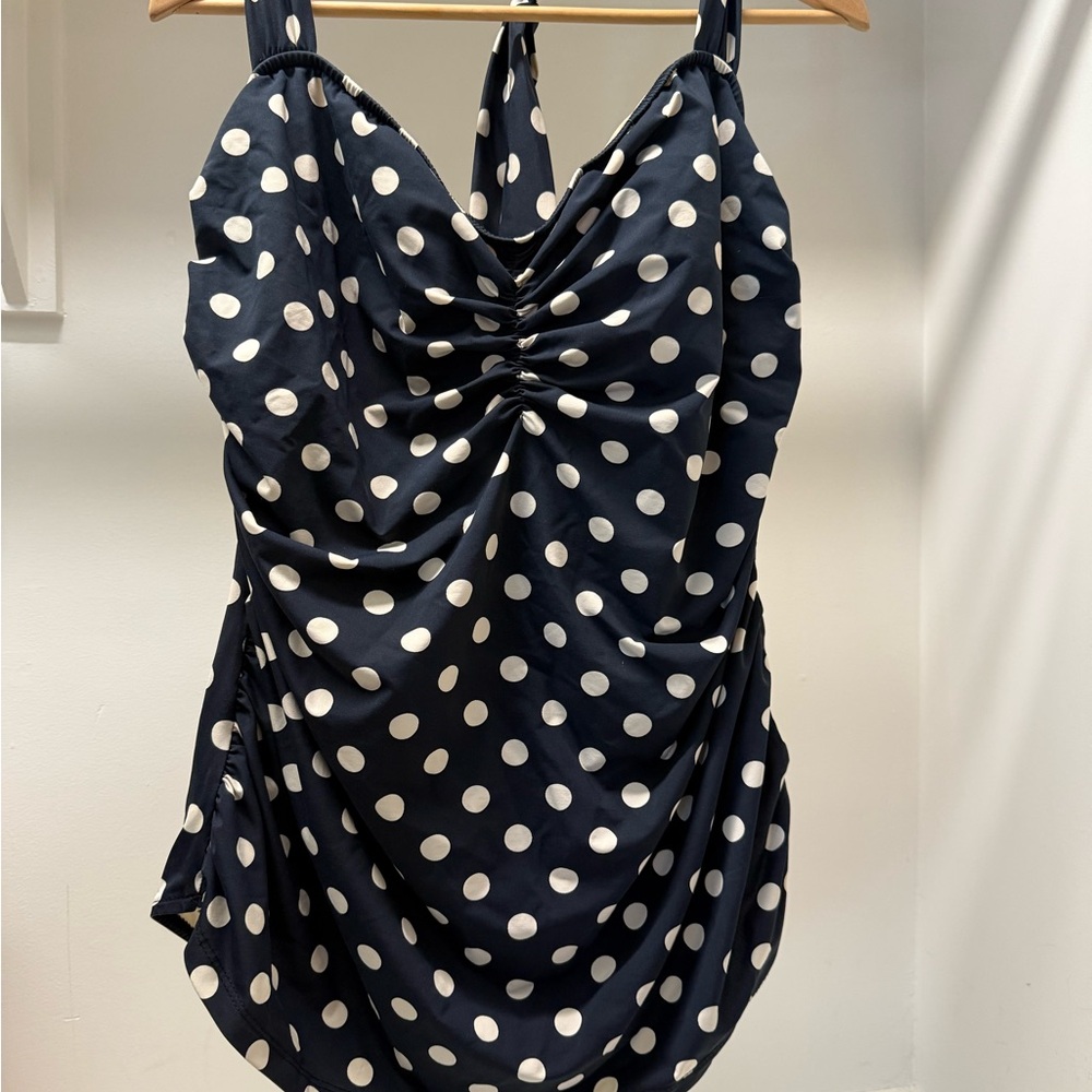 Esther Williams Retro Polka Dot Halter Pinup Swimsuit